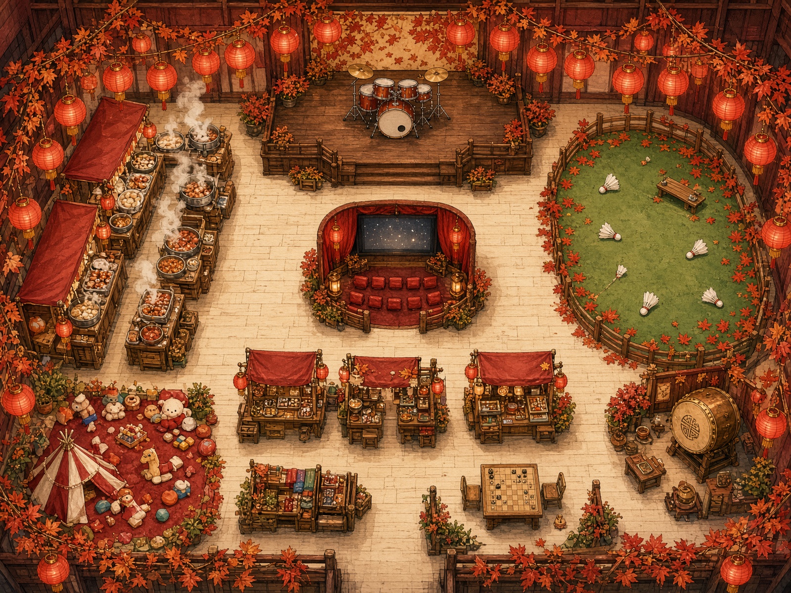 Illustrated autumn festival map of the hall
